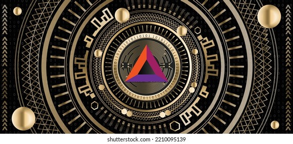 Basic Attention Token BAT crypto coin luxury golden ornamental vector background illustration