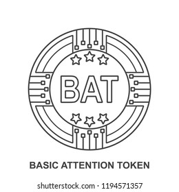 basic attention token coin Bat Cryptocurrency  icon outline