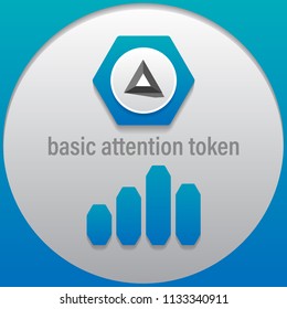 Basic attention token. Crypto currency sign emblem monochrome with a bar graph. Use for logos, icon, print products, page, design web site and mobile app. Vector illustration.