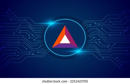 Basic Attention Token  logo with crypto currency themed circle background design. Basic Attention currency vector illustration blockchain technology concept 