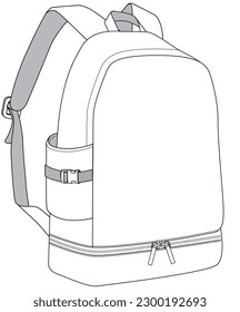 basic backpack flat sketch vector illustration technical cad drawing template