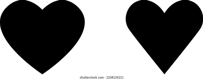 Juego de iconos de símbolo del corazón negro básico. Imagen vectorial.