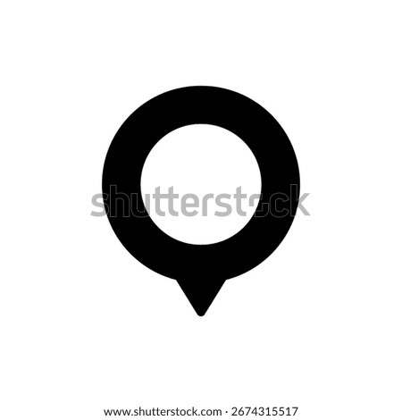 Basic black location pin symbol used for marking a point of interest on digital maps and gps devices.