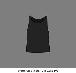 Basic black male tank top mockup. Front and back view. Blank textile print template for fashion clothing.