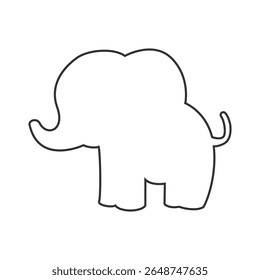 Basic black outline of an elephant, suitable for educational materials, animal logos, or wildlife-related decor. Simple and elegant design.