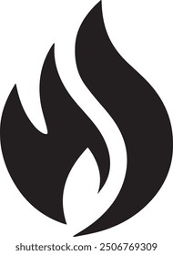A basic black and white fire vector image, crafted for multipurpose use. The illustration is simple and clean, making it versatile for various applications such as logos, icons, or graphic design.