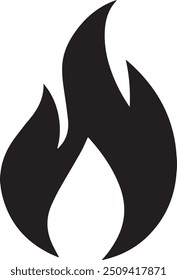 Uma imagem básica de vetor de fogo em preto e branco projetada para uso multiuso. A imagem deve ser simples, mas em negrito, garantindo versatilidade para uma ampla gama de aplicativos