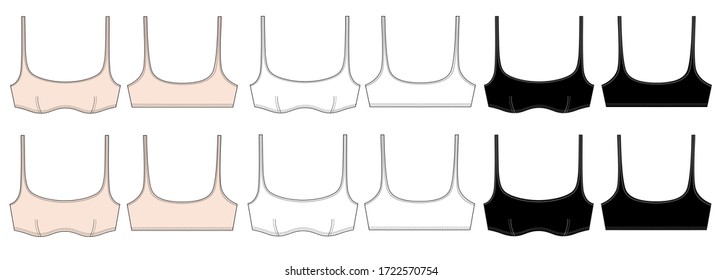 Jardín de sujetador básico, primer sostén para chicas, ilustración vectorial de mujeres de ropa interior