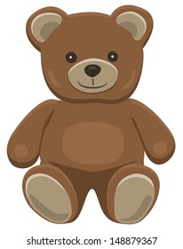 Basic brown teddy bear in solid colors on white. 