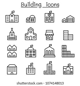 Basic building icon set in thin line style