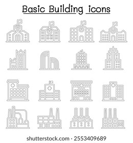 Basic building icon in thin line style