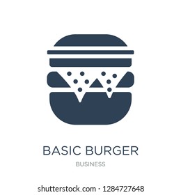 basic burger icon vector on white background, basic burger trendy filled icons from Business collection, basic burger vector illustration
