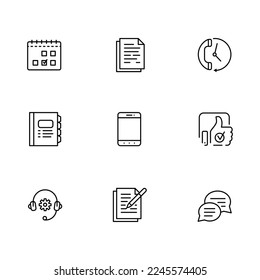 Basic business, internet web interface linear concepts, vector thin line icons set.