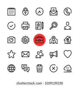 Basic business, marketing, office line icons set. Modern graphic design concepts, simple outline elements collection. 32x32 px. Pixel perfect. Vector line icons