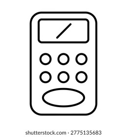 Basic calculator device line icon with calculator calculation mathematics arithmetic addition subtraction multiply