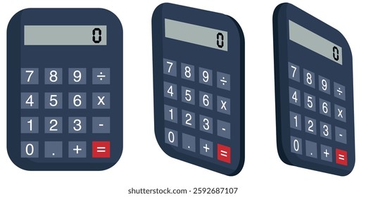 Basic Calculator graphic element from 3 directions, Accounting or mathematics design object