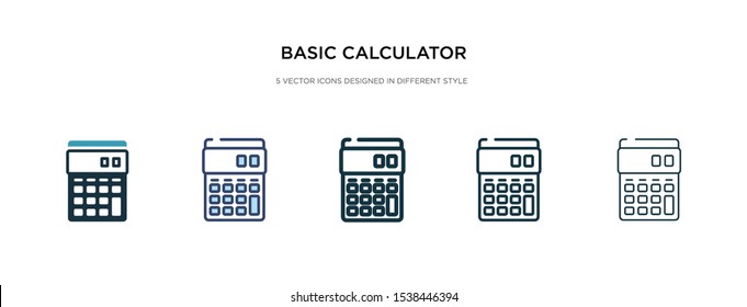 basic calculator icon in different style vector illustration. two colored and black basic calculator vector icons designed in filled, outline, line and stroke style can be used for web, mobile, ui