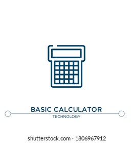 basic calculator vector line icon. Simple element illustration. basic calculator outline icon from technology concept. Can be used for web and mobile
