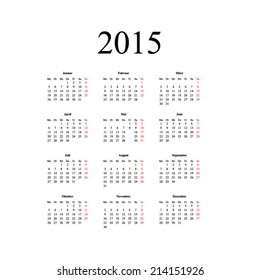 calendar 2016 on white background vector stock vector royalty free basic calendar 2015