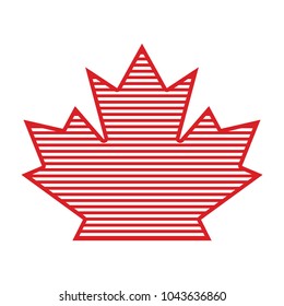 A basic Canadian maple leaf filled with even stripes in vector format.