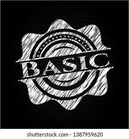 Basic chalk emblem written on a blackboard. Vector Illustration. Detailed.