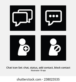 Basic Chat Icon Set: Chat, Status, Add Contact, Block Contact