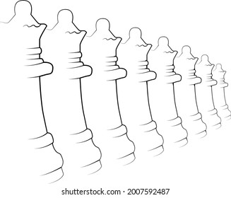 Basic chess pieces: queen. Chess pieces for a strategy game. Simple vector silhouette of a queen black outline.