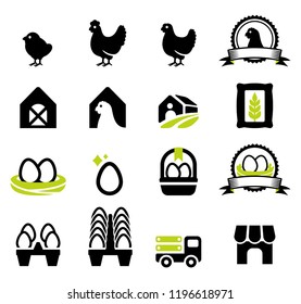 Basic chicken egg farming for selling to market. Product from small agricultural business house sold at market.