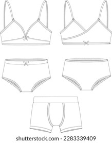 BASIC CHILDREN FASHION UNDERWEAR VECTOR DESIGN