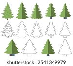 Basic Christmas Trees set in vector