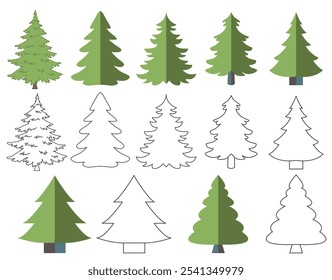 Basic Christmas Trees set in vector