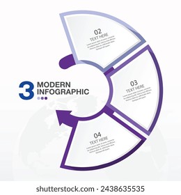 Basic circle infographic template with 3 steps, process or options, process chart, Used for process diagram, presentations, workflow layout, flow chart, infograph. Vector eps10 illustration.