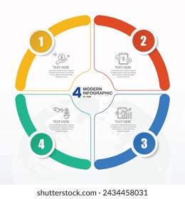 Basic circle infographic template with 4 steps, process or options, process chart, Used for process diagram, presentations, workflow layout, flow chart, infograph.