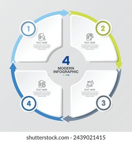 Basic circle infographic template with 4 steps, process or options, process chart, Used for process diagram, presentations, workflow layout, flow chart, infograph. Vector eps10 illustration.