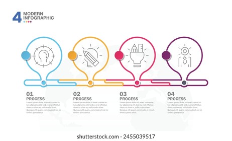 Basic circle infographic template with 4 steps, process or options, process chart, Used for process diagram, presentations, workflow layout, flow chart, infograph. Vector eps10 illustration.
