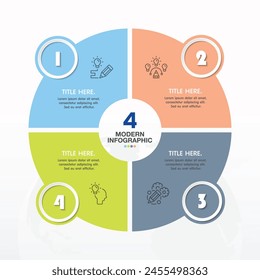 Basic circle infographic template with 4 steps, process or options, process chart, Used for process diagram, presentations, workflow layout, flow chart, infograph. Vector eps10 illustration.