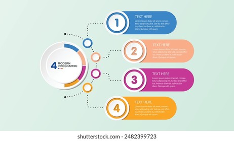 Basic circle infographic template with 4 steps, process or options, process chart, Used for process diagram, presentations, workflow layout, flow chart, infograph. Vector eps10 illustration.