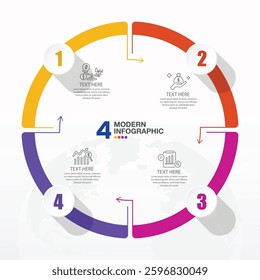 Basic circle infographic template with 4 steps, process or options, process chart, Used for process diagram, presentations, workflow layout, flow chart, infograph.