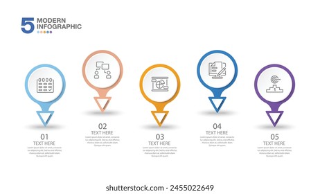 Basic circle infographic template with 5 steps, process or options, process chart, Used for process diagram, presentations, workflow layout, flow chart, infograph. Vector eps10 illustration.