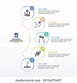 Plantilla infográfica Básica circular con 5 pasos, proceso u opciones, diagrama de proceso, utilizada para diagrama de proceso, presentaciones, diseño de flujo de trabajo, diagrama de flujo, infografía. ilustración del Vector eps10.