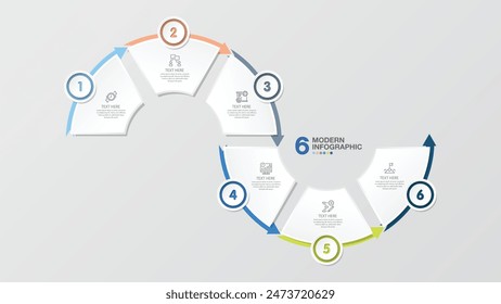 Plantilla infográfica Básica circular con 6 pasos, proceso u opciones, diagrama de proceso, utilizada para diagrama de proceso, presentaciones, diseño de flujo de trabajo, diagrama de flujo, infografía. ilustración del Vector eps10.