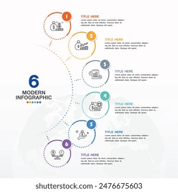 Basic circle infographic template with 6 steps, process or options, process chart, Used for process diagram, presentations, workflow layout, flow chart, infograph. Vector eps10 illustration.