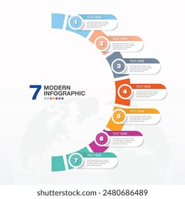 Basic circle infographic template with 7 steps, process or options, process chart, Used for process diagram, presentations, workflow layout, flow chart, infograph. Vector eps10 illustration.