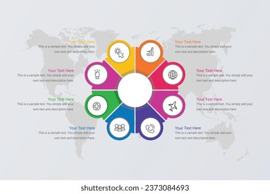 Plantilla de infografía básica de círculo con 8 pasos