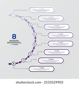 Basic circle infographic template with 8 steps, process or options, process chart, Used for process diagram, presentations, workflow layout, flow chart, infograph. Vector eps10 illustration.