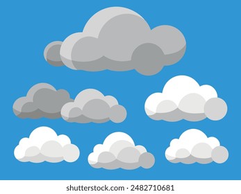 basic cloud vector pack, flat cloud illustration set.
