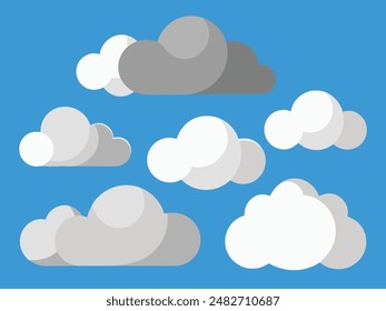 basic cloud vector pack, flat cloud illustration set.