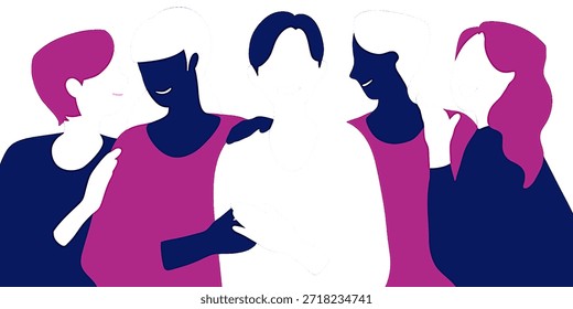 Grundlegende farbige Illustration, einfach, Menschen ohne Gesichter, sprechen, sprechen, leben, einen angenehmen Moment zwischen sich haben. Diese Illustration ist in Vektorgrafik erstellt und kann leicht in Farben geändert und angepasst werden 