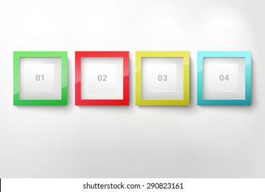 Basic Colors Composition Of Four Square Shape Realistic Frames. Adjustable Eps10 Illustration