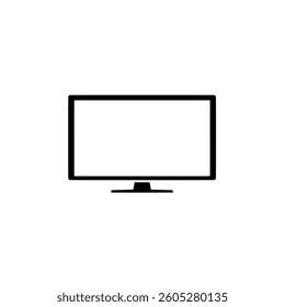 Basic Computer Monitor Line Icon – Clean Flat Tech Screen Symbol for App UI, Workstation, and Digital Branding